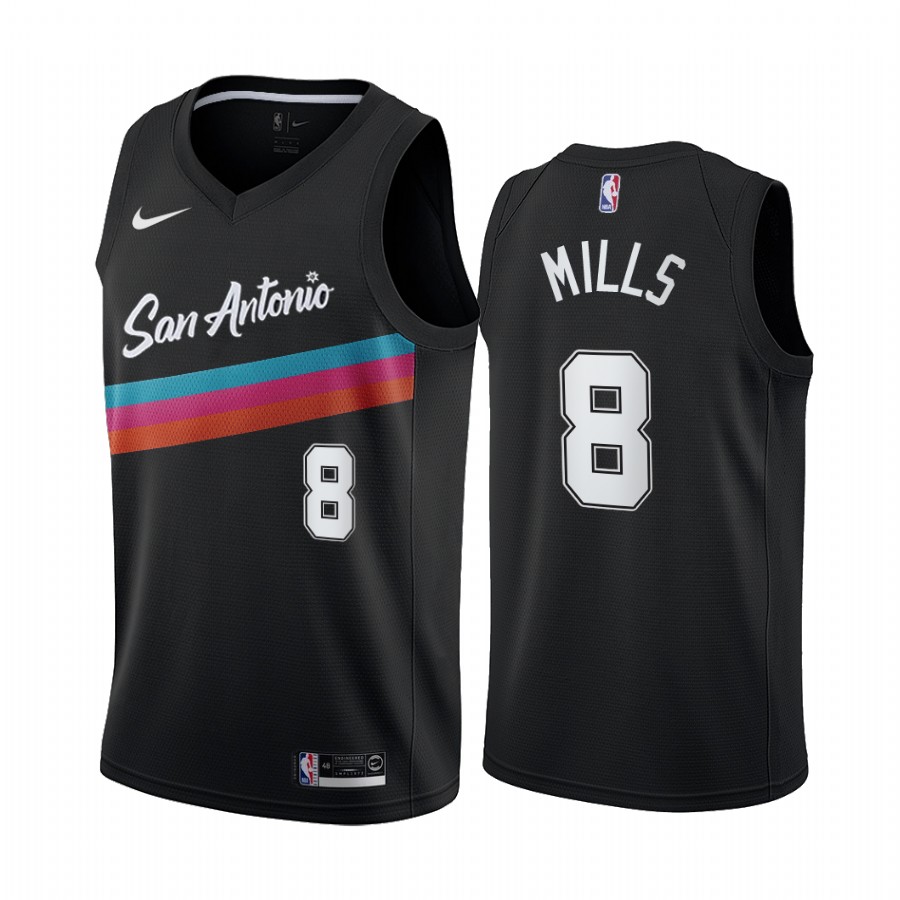 Men's Black San Antonio Spurs #8 Patty Mills 2020 City Edition Stitched Jersey